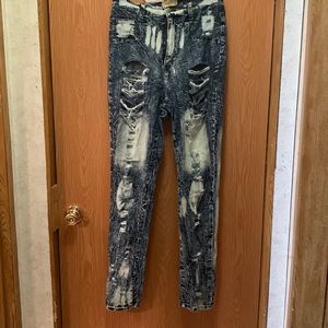 Aphrodite stretch denim torn leg pants